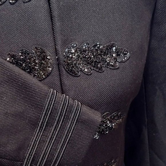 NWT EXPRESS BLACK SPARKLING ACCENTS WOMENS SHORT TUXEDO BLAZER JACKET SZ S NEW - Picture 5 of 8